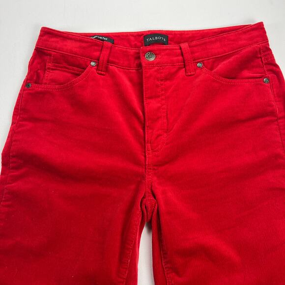 Talbots Corduroy Straight Leg Pant Jeans Cherry Red Mid Rise Size 4 - Picture 2 of 11